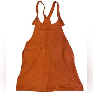 Orange Overall Dress with Pockets